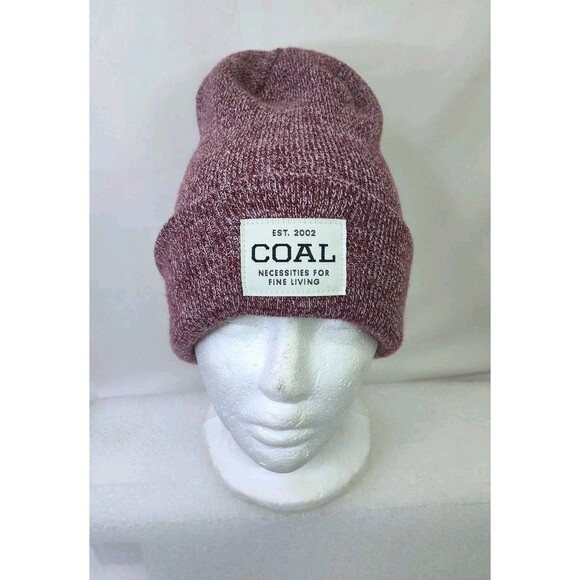 Coal  Beanie Hat Burgundy Spackle Knit Embroidered Logo Men’s One Size - Picture 1 of 6